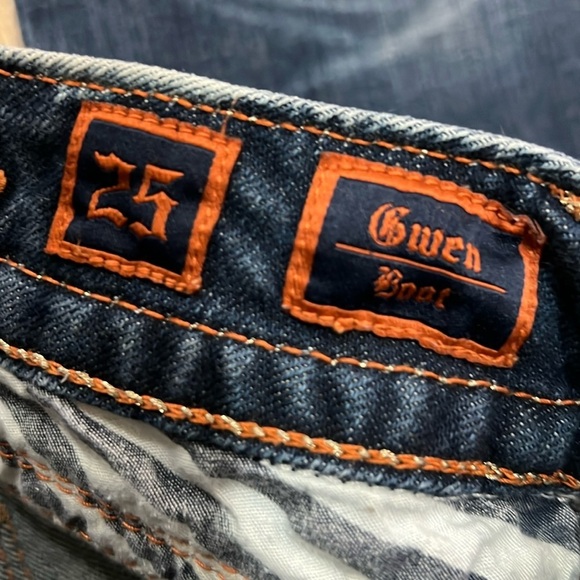 Vintage Rock Revival Jeans Women’s Size 25 Gwen Boot Distressed Buckle Y2K Blue - Picture 5 of 16